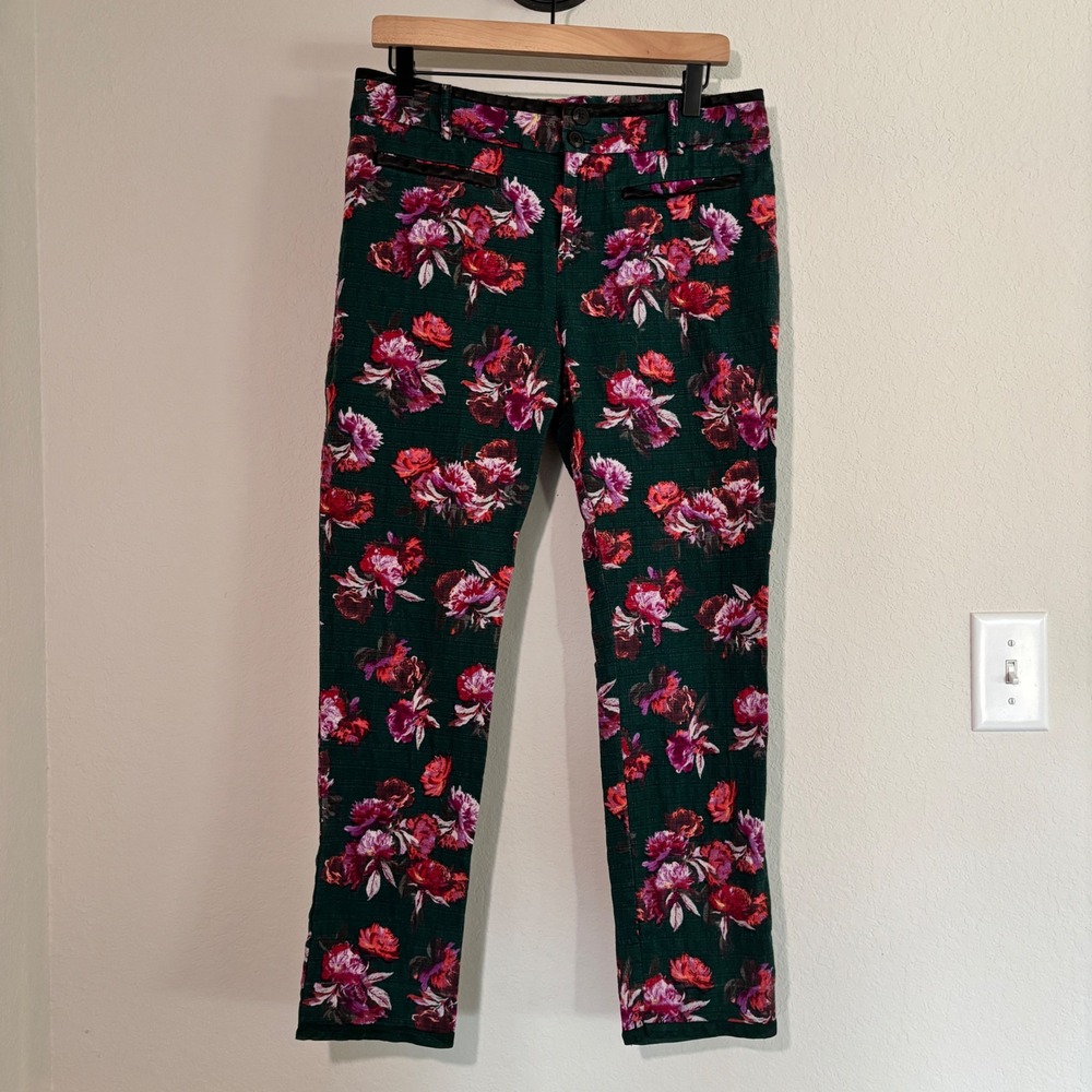 Cartonnier Pants Charlie Ankle 10 Floral Tapestry Green Whimsigoth Art Teacher